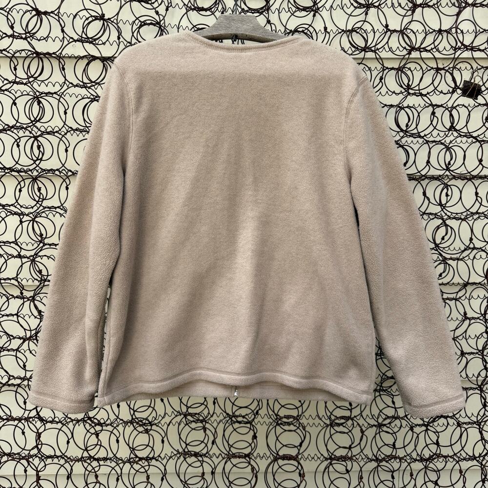 90s Croft & Barrow Tan Fleece Cabincore Applique Embroidery Fleece Cardigan MED - Picture 4 of 10